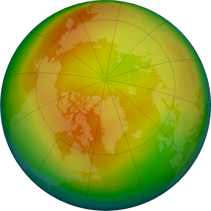 Arctic ozone map for March 2021